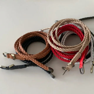 Flat Twist Slim Leather Belt