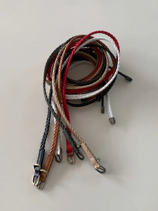 Flat Twist Slim Leather Belt