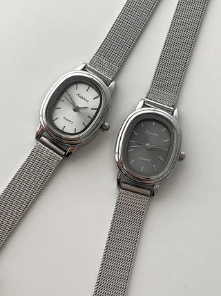 Silver Mesh Metal Strap Wristwatch