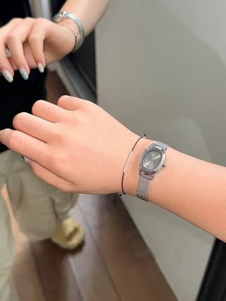 Silver Mesh Metal Strap Wristwatch