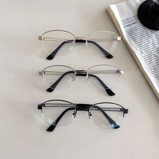 Half Claire Two-Line Metal Semi-rimless Glasses