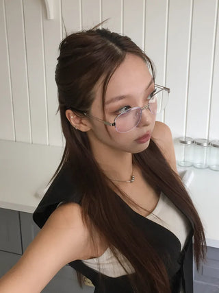 Half Claire Two-Line Metal Semi-rimless Glasses