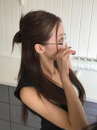 Half Claire Two-Line Metal Semi-rimless Glasses