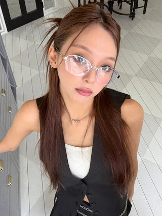 Half Claire Two-Line Metal Semi-rimless Glasses