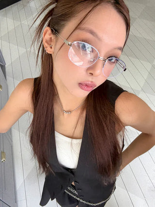 Half Claire Two-Line Metal Semi-rimless Glasses