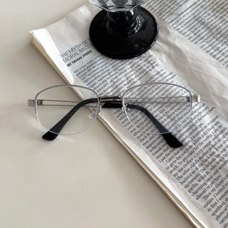 Half Claire Two-Line Metal Semi-rimless Glasses