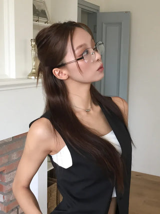 Half Claire Two-Line Metal Semi-rimless Glasses