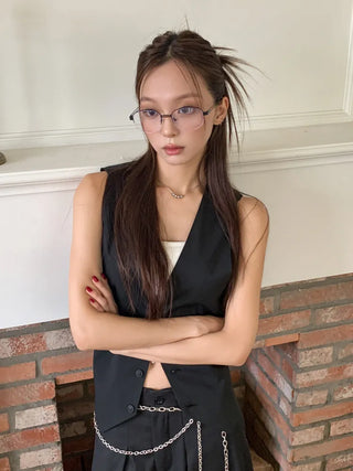 Half Claire Two-Line Metal Semi-rimless Glasses