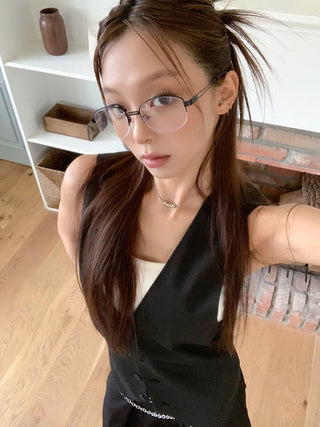Half Claire Two-Line Metal Semi-rimless Glasses