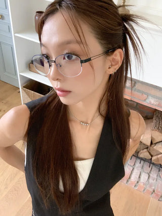 Half Claire Two-Line Metal Semi-rimless Glasses