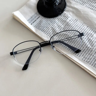 Half Claire Two-Line Metal Semi-rimless Glasses