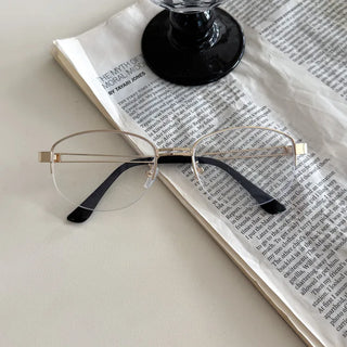 Half Claire Two-Line Metal Semi-rimless Glasses