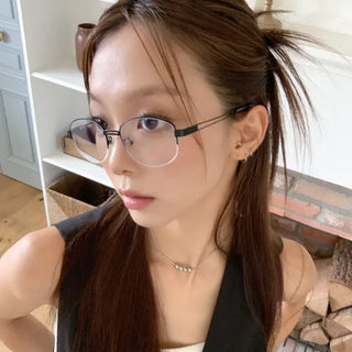 Half Claire Two-Line Metal Semi-rimless Glasses