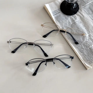 Half Claire Two-Line Metal Semi-rimless Glasses