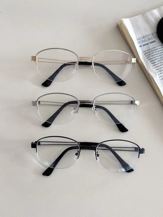 Half Claire Two-Line Metal Semi-rimless Glasses