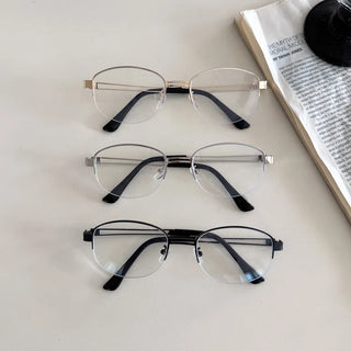 Half Claire Two-Line Metal Semi-rimless Glasses