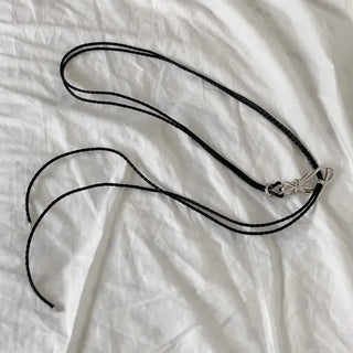 Note Shaper Metal Ribbon Buckle Black Strap Belt