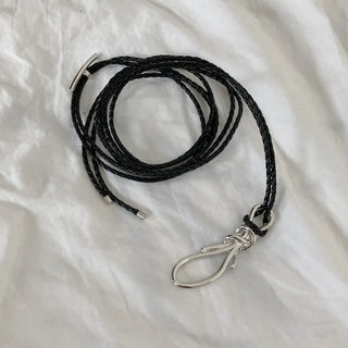 Note Shaper Metal Ribbon Buckle Black Strap Belt