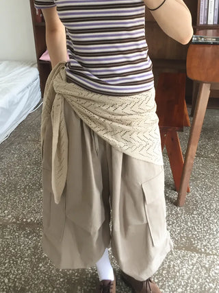 Cozy Leaf Knit Triangle Face Shawl Scarf