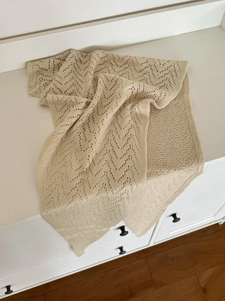 Cozy Leaf Knit Triangle Face Shawl Scarf
