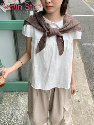 Cozy Leaf Knit Triangle Face Shawl Scarf