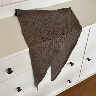 Cozy Leaf Knit Triangle Face Shawl Scarf