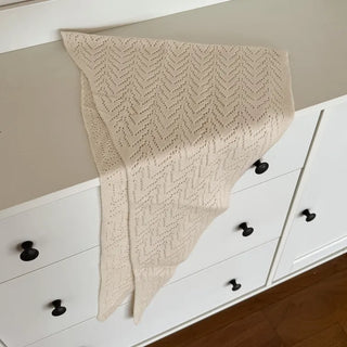 Cozy Leaf Knit Triangle Face Shawl Scarf