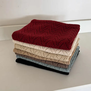 Cozy Leaf Knit Triangle Face Shawl Scarf