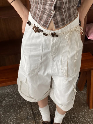 Stacoco Wood Bead Bohemian Knot Strap Belt