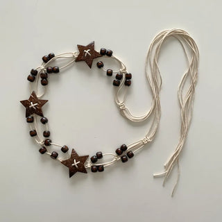 Stacoco Wood Bead Bohemian Knot Strap Belt