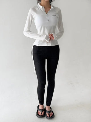 White Shirred Shorts Leggings Finger Hole Warmers Rash Guard Swimwear