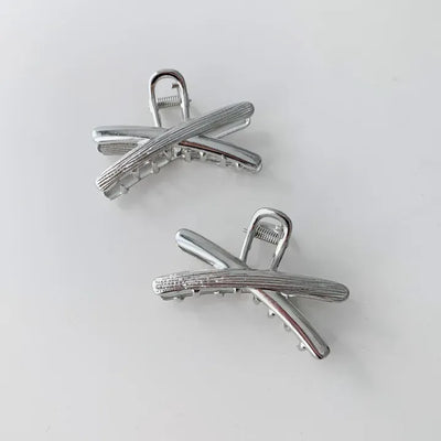 Cross Half Silver Half-Up Metal Hair Clip