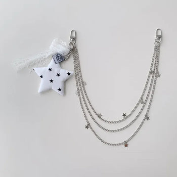 Star Cushion Chain Lace Bag Charm Keychain Pants Bag Keyring