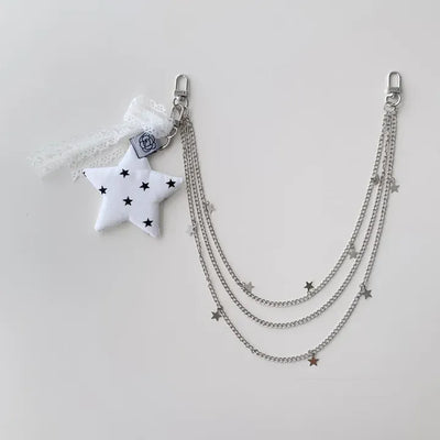 Star Cushion Chain Lace Bag Charm Keychain Pants Bag Keyring