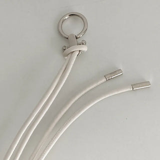 O-Ring Loop Silver Metallic Leather Knot Slim Strap Belt