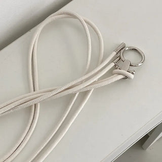 O-Ring Loop Silver Metallic Leather Knot Slim Strap Belt