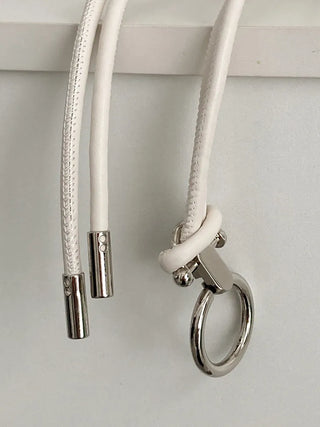 O-Ring Loop Silver Metallic Leather Knot Slim Strap Belt