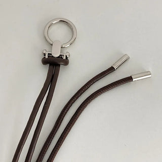 O-Ring Loop Silver Metallic Leather Knot Slim Strap Belt