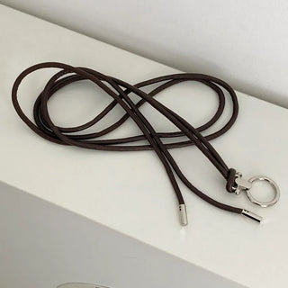 O-Ring Loop Silver Metallic Leather Knot Slim Strap Belt