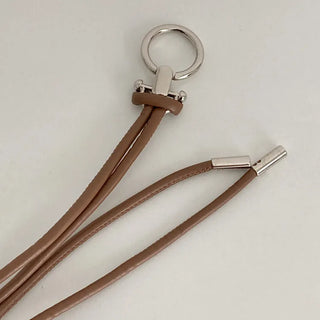 O-Ring Loop Silver Metallic Leather Knot Slim Strap Belt
