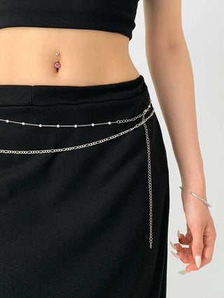 Slim Metal Boho Chic Silver Belly Chain Waist Belt Collection