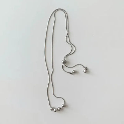 Meriel Quad Ball Snake Chain Long Drop Necklace