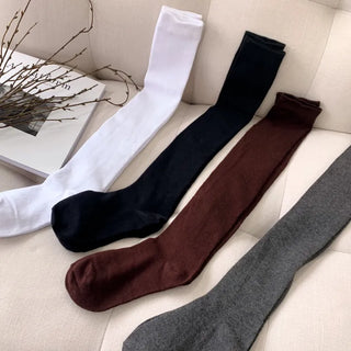 Oval Long Knee-High Socks Plain Long Neck Socks Knee Socks