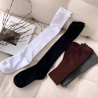 Oval Long Knee-High Socks Plain Long Neck Socks Knee Socks