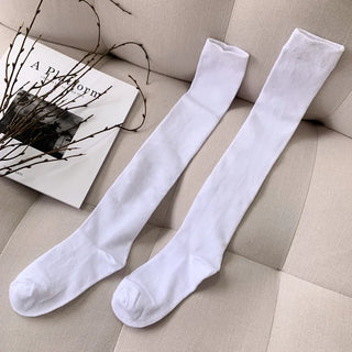 Oval Long Knee-High Socks Plain Long Neck Socks Knee Socks