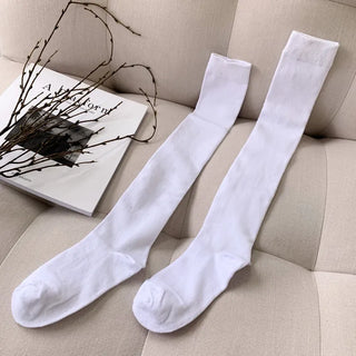 Oval Long Knee-High Socks Plain Long Neck Socks Knee Socks