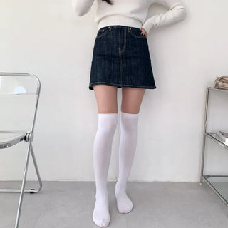 Oval Long Knee-High Socks Plain Long Neck Socks Knee Socks