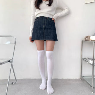 Oval Long Knee-High Socks Plain Long Neck Socks Knee Socks