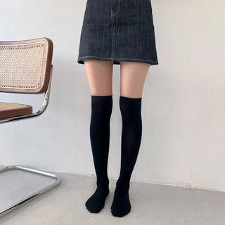 Oval Long Knee-High Socks Plain Long Neck Socks Knee Socks