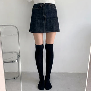 Oval Long Knee-High Socks Plain Long Neck Socks Knee Socks